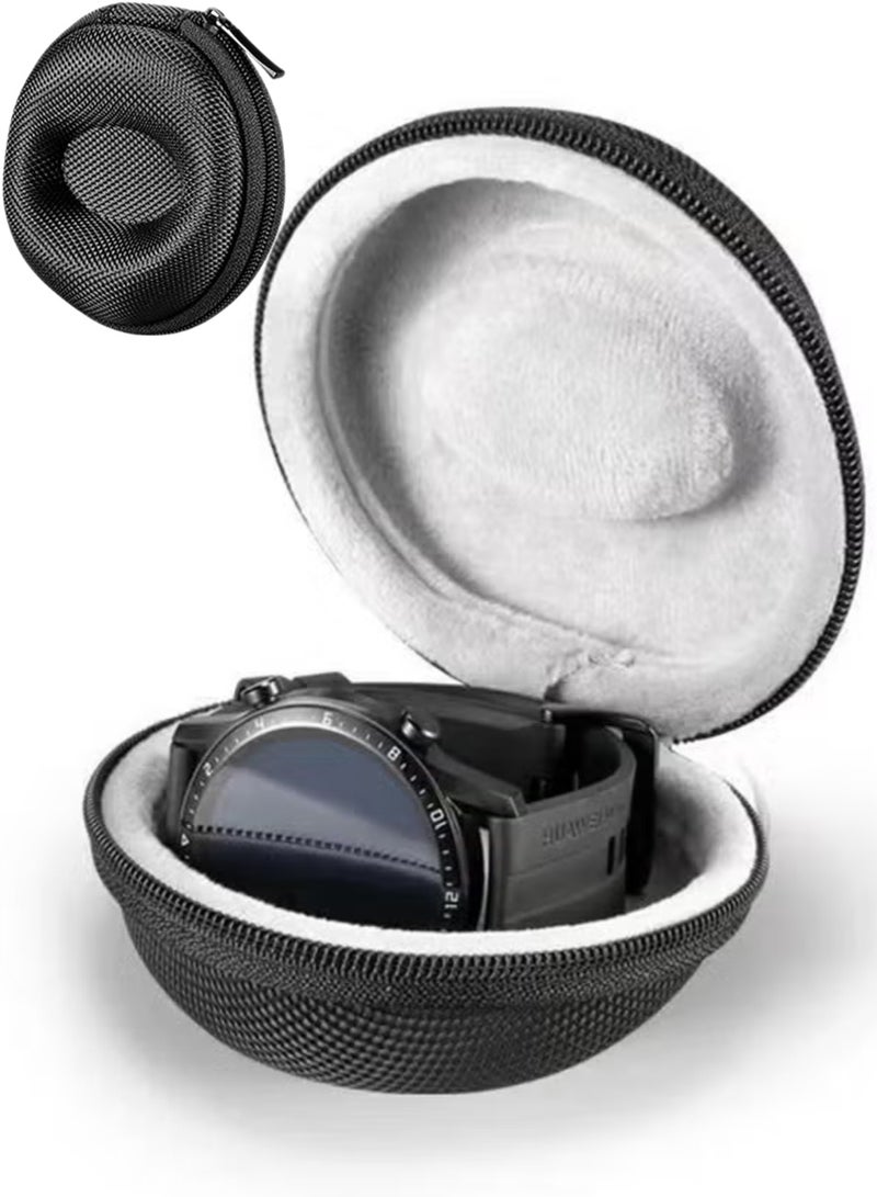 ZedAura Portable Single Watch Travel Case Durable Polyester Fiber Watch Storage Box with Fabric Lining Shockproof Organizer for Men's & Women's Wrist watches & Accessories, Watch Case (Round) - Image 1